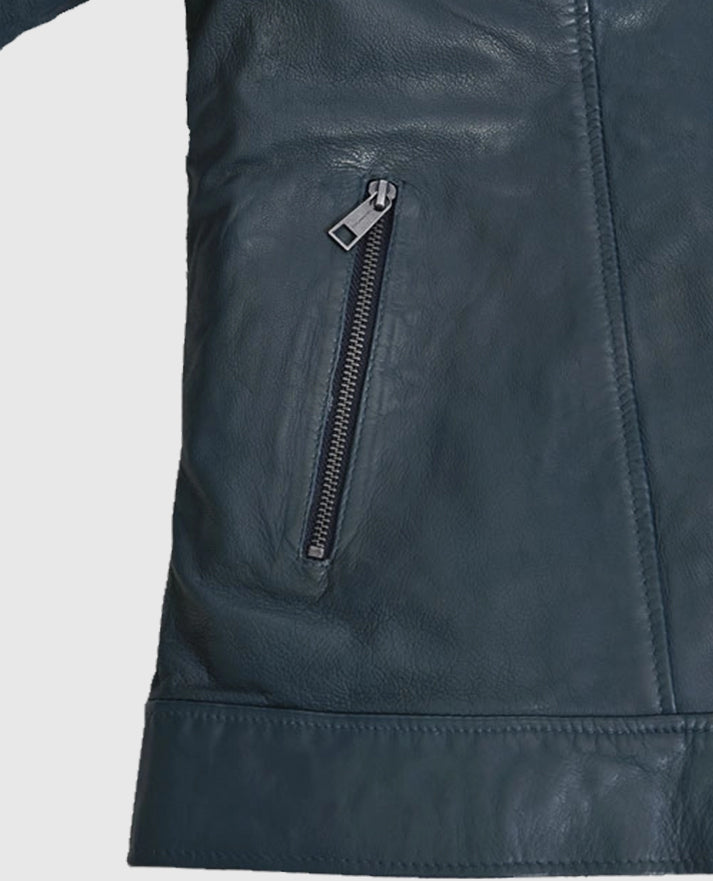 Soft Winsor Blue Washed & Wax Leather Jacket