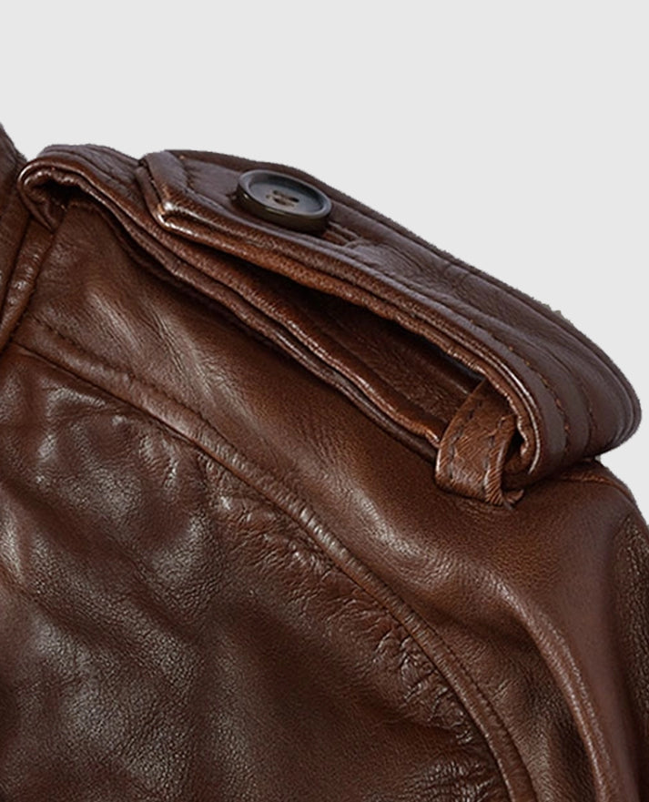 Spanish Brown Leather Long Coat For Women