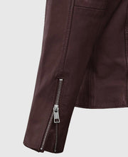 Men's Biker Burgundy Motorad Leather Jacket