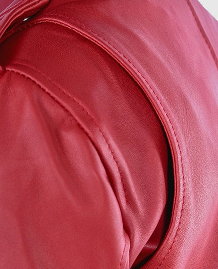 Women's Soft Raspberry Red Leather Jacket