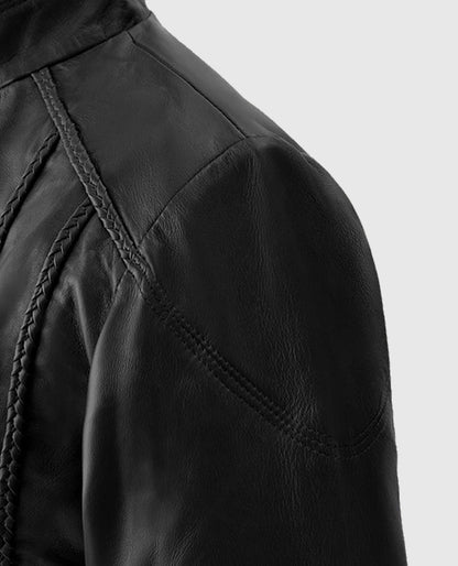 Clova Cafe Racer Leather Jacket For Women