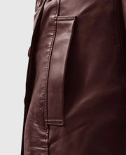 Women's Wax Halcon Soft Maroon Leather Trench Coat