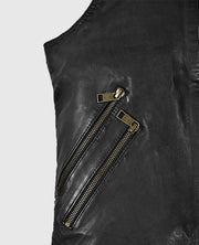 Classic Men's Black Biker Leather Vest