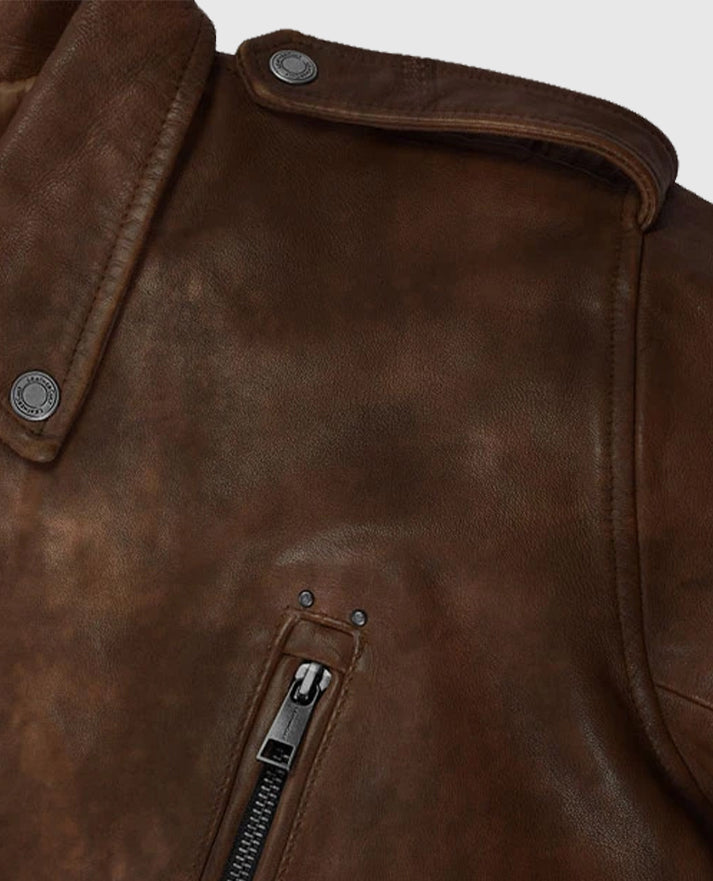 Falcon Spanish Brown Rider Leather Jacket For Men