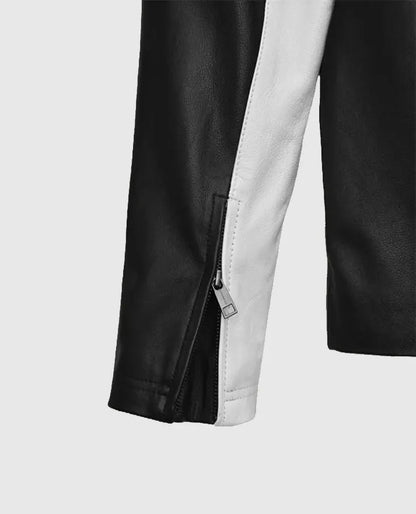 Men's Striped Style Rocker Leather Jacket