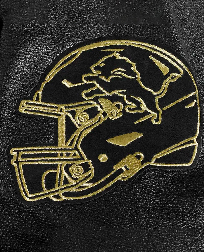 Detroit Lions Full-Zip Black & Gold Varsity Jacket