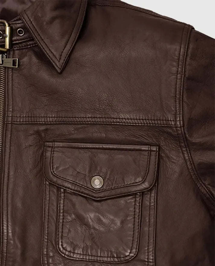 Retro Style Brown Leather Jacket For Men
