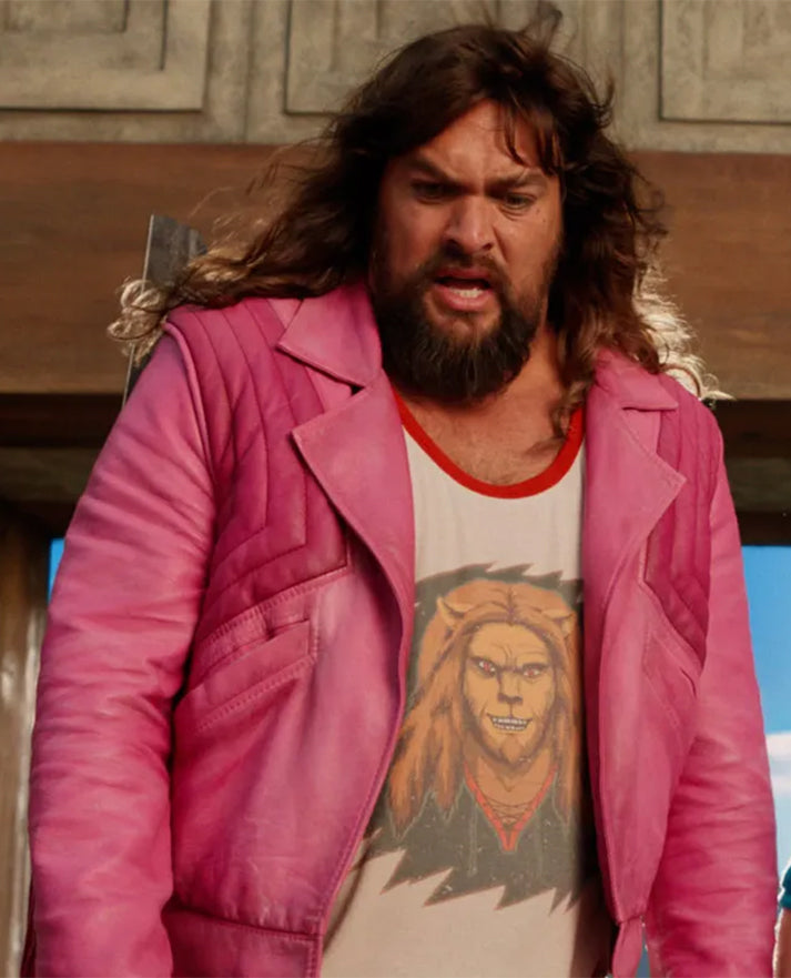 A Minecraft Movie Jason Momoa Pink Leather Jacket