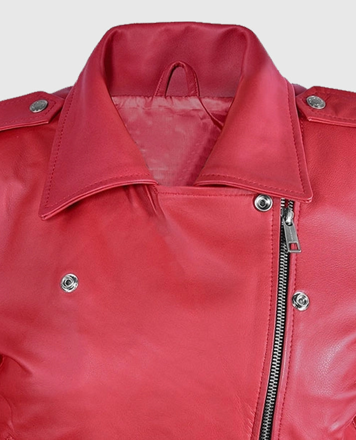 Women's Soft Raspberry Red Leather Jacket