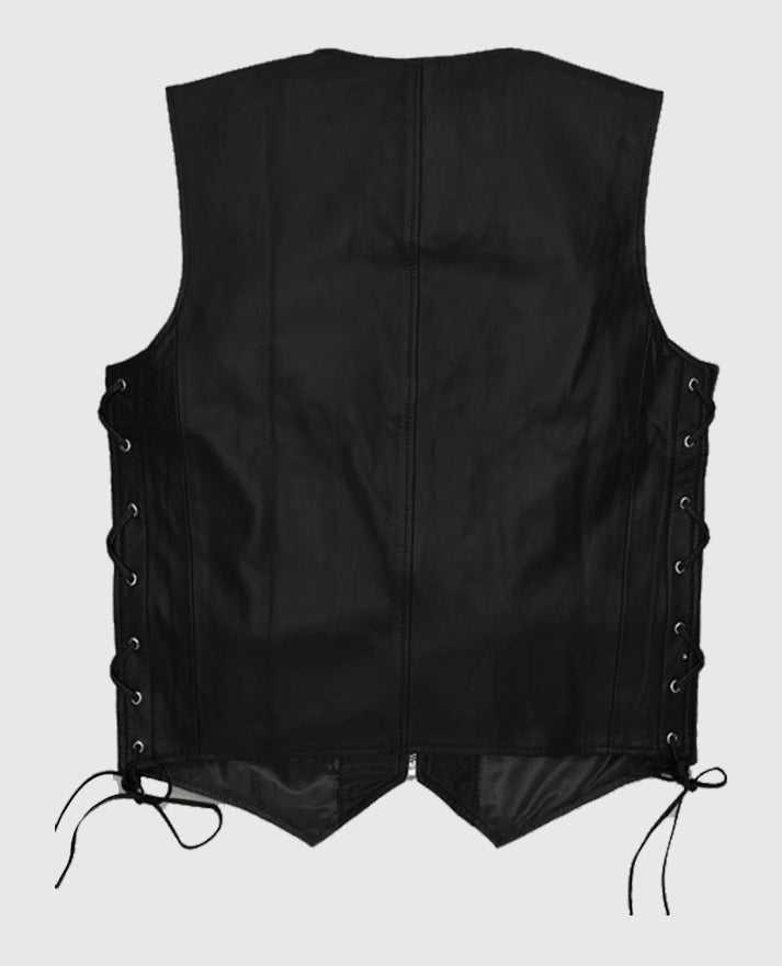 Men's Casual Black Laced Leather Vest