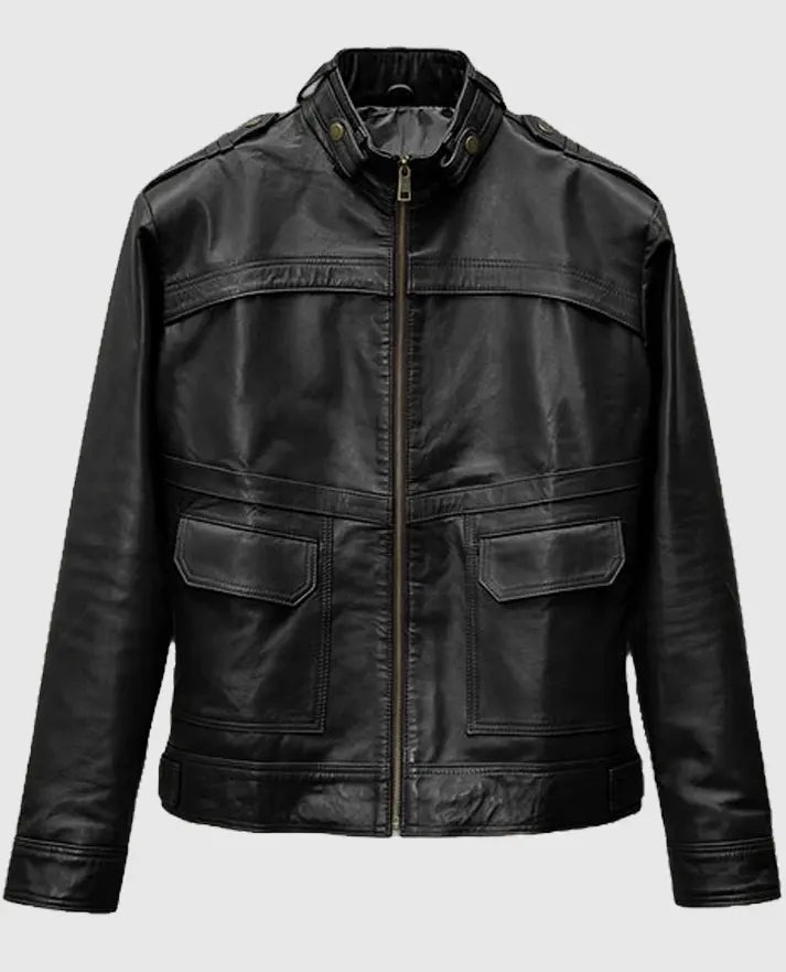 Men's Military Inspired Leather Jacket