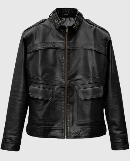 Men's Military Inspired Leather Jacket