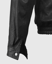 Vintage Bomber Black Leather Jacket For Men