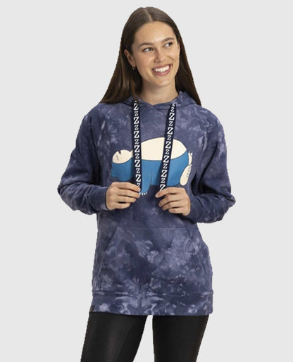 Snorlax Blue Mineral-Wash Pullover Hoodie
