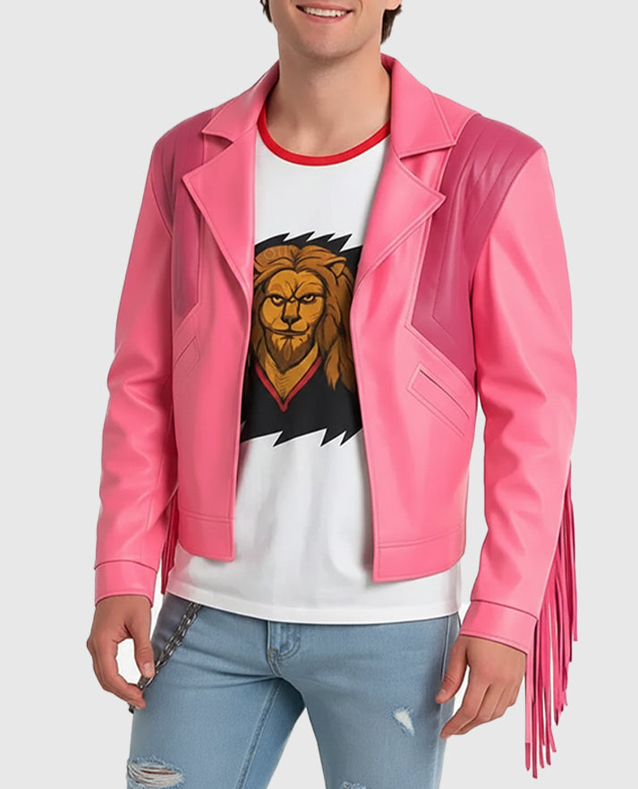 A Minecraft Movie Jason Momoa Pink Leather Jacket