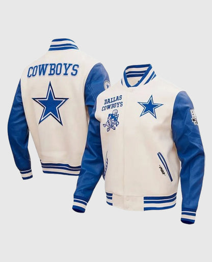 Dallas Cowboys Retro Classic Varsity Cream Jacket