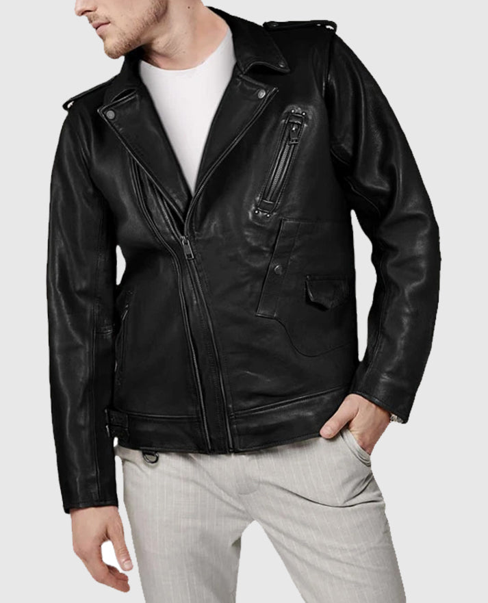 Falcon Black Rider Leather Jacket For Man
