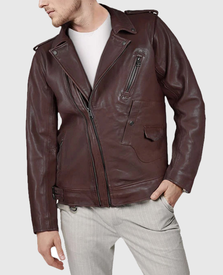 Men's Falcon Rider Burgundy Leather Jacket