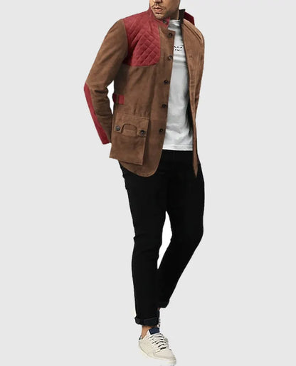 Men's Suede Safari Hickory Leather Blazer