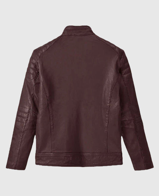 Men's Burgundy Firefly Moto Leather Jacket