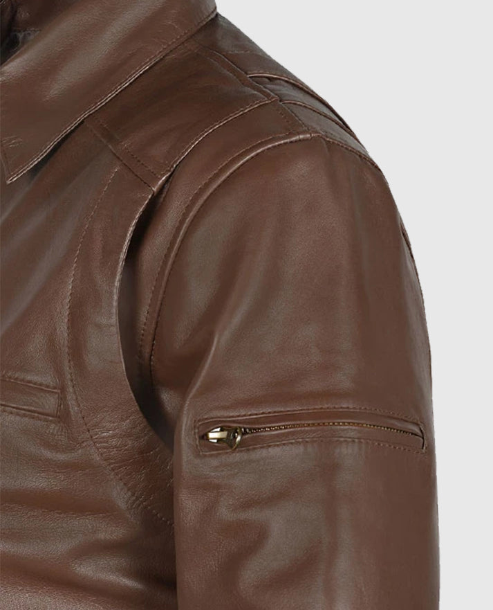 Men's Brown Hunter Bomber Leather Jacket