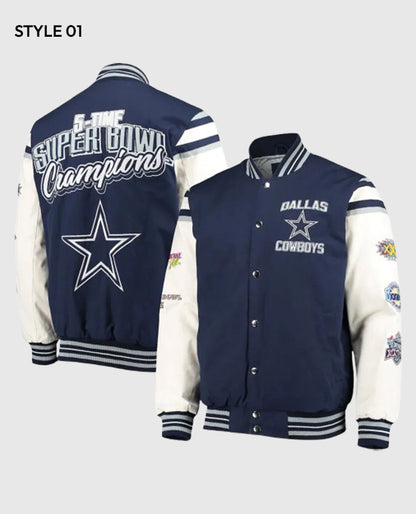 Super Bowl 5x Champions Dallas Cowboys Navy/White Varsity Jacket
