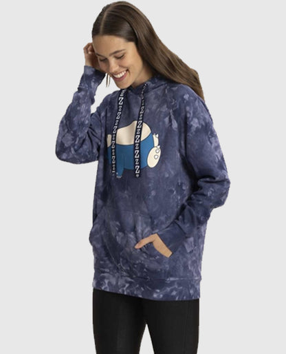 Snorlax Blue Mineral-Wash Pullover Hoodie