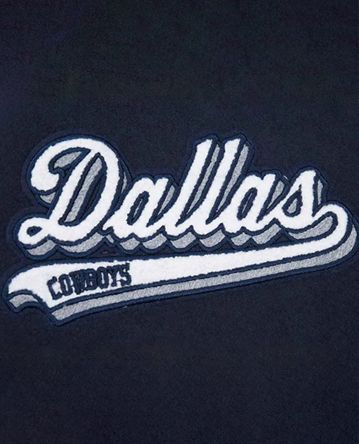 Dallas Cowboys Script Tail Classic Rib Varsity Jacket