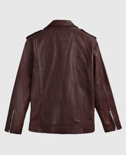 Men's Biker Beast Burgundy Leather Jacket