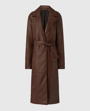 90s Vintage Leather Long Coat For Women