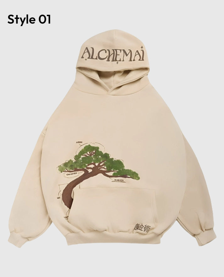 Alchemai Tree Of Life Cream Pullover Hoodie