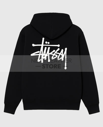 Basic Stussy Black Pullover Hoodie