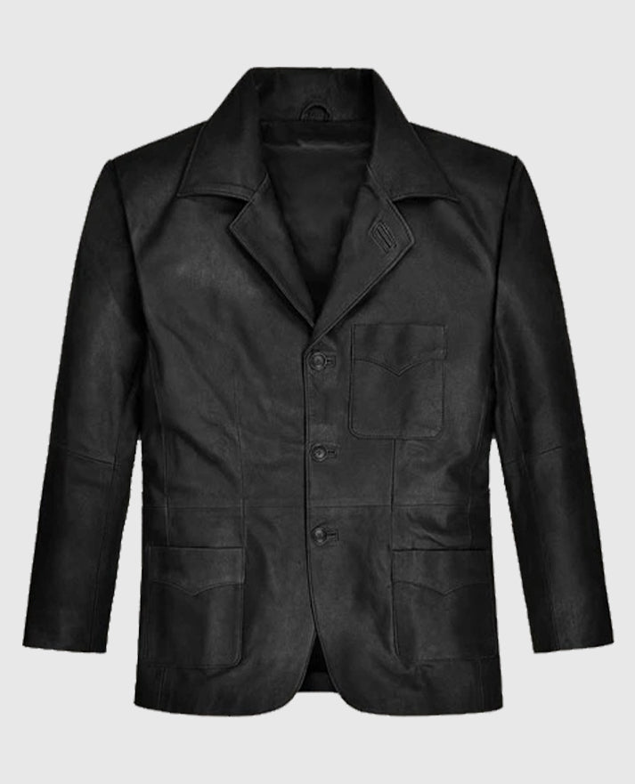 Ben Stiller Black Leather Blazer