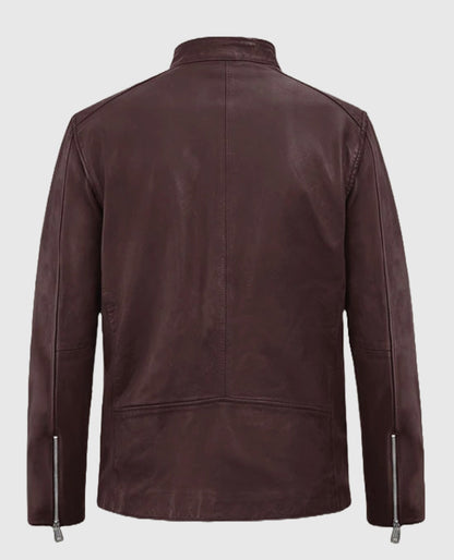 Biker Burgundy Motorad Leather Jacket