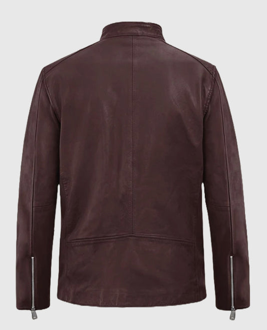 Biker Burgundy Motorad Leather Jacket