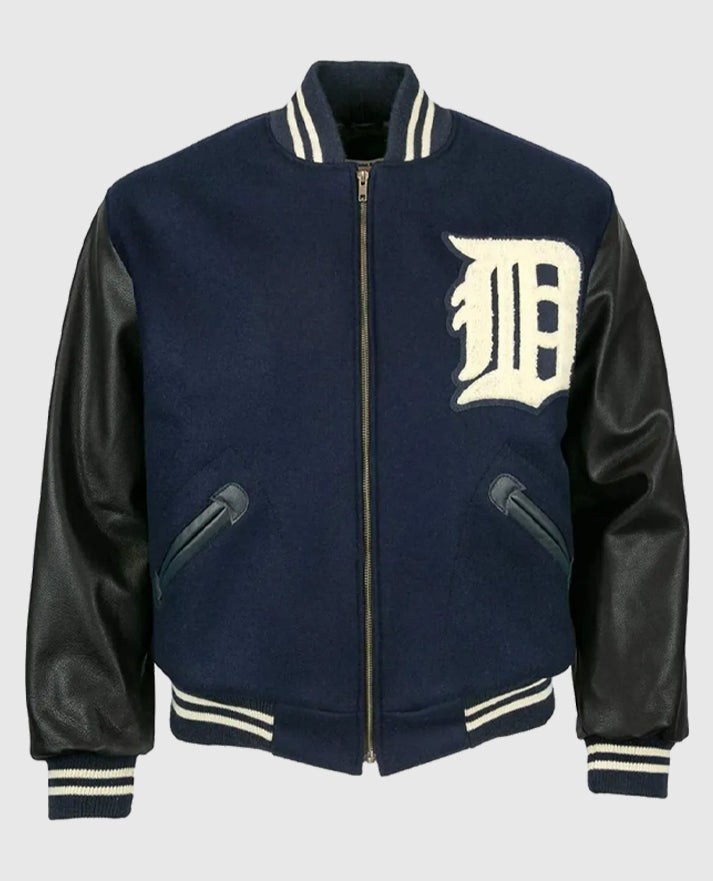 Black and Blue Detroit Tigers 1955 Letterman Jacket
