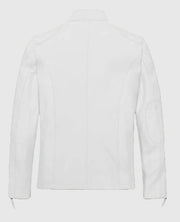  Cafe Racer White Leather Jacket for Men