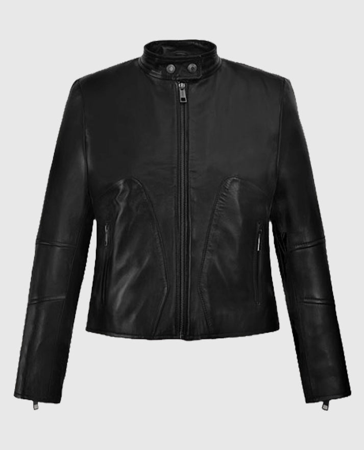 Carrie Anne Moss The Matrix Resurrections Black Leather Jacket