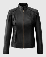 Clova Cafe Racer Leather Jacket For Women