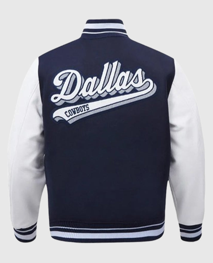 Dallas Cowboys Script Tail Classic Rib Navy Varsity Jacket