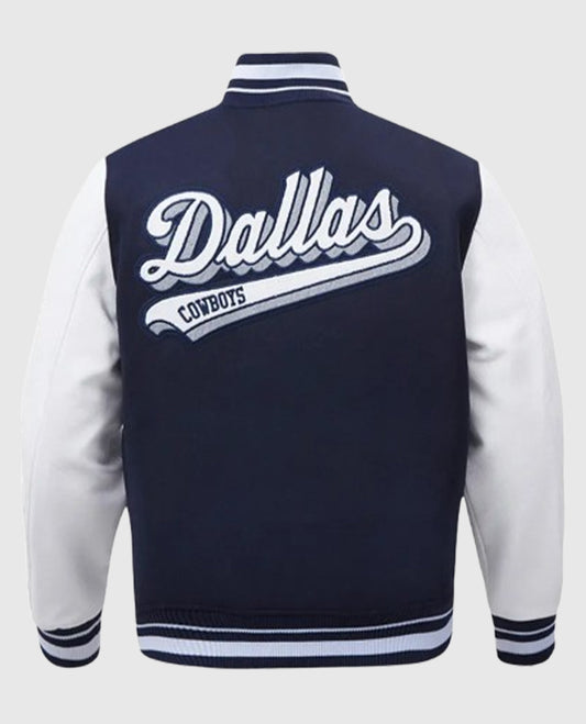 Dallas Cowboys Script Tail Classic Rib Navy Varsity Jacket