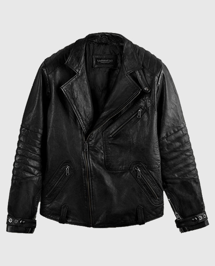 David Beckham Black Leather  Biker Jacket