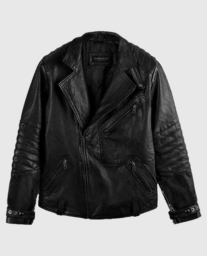David Beckham Black Leather  Biker Jacket