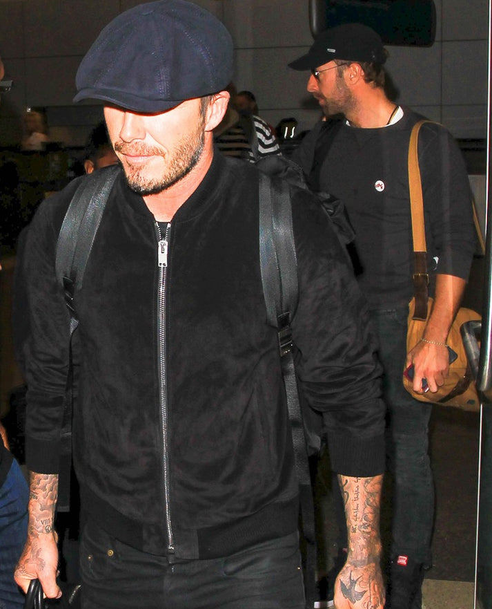 David Beckham Black Suede Leather Jacket