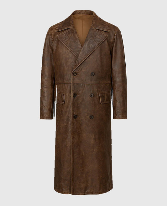 David Beckham Brown Leather Brown Coat