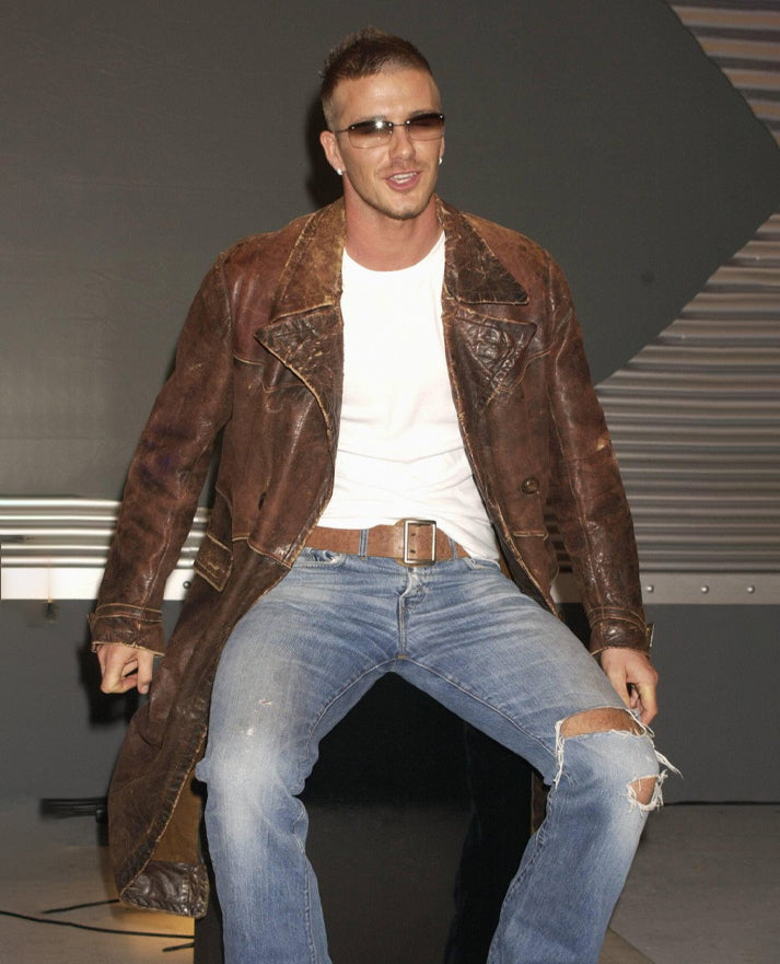 David Beckham Brown Leather Coat