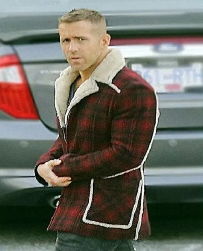 Deadpool Ryan Reynolds Red Shearling Jacket