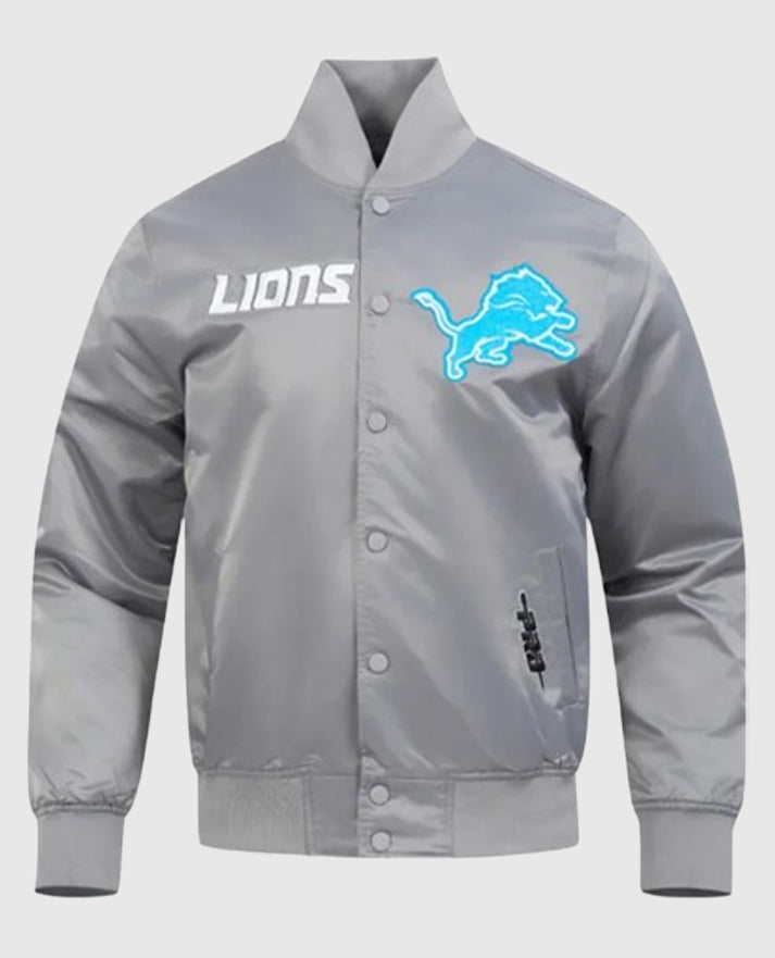 Detroit Lions Souvenir Gray Satin Jacket