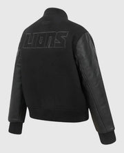 Detroit Lions Triple Black Varsity Wool/Leather Jacket