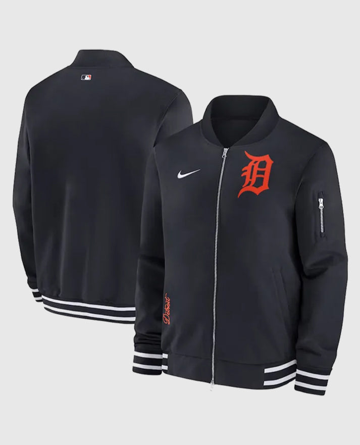 Detroit Tigers Black Bomber Black Full-Zip Jacket